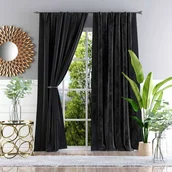 Zasłony - Zasłona gotowa Welur ESTI fortepianowa czerń na taśmie 135x250cm - miniaturka - grafika 1