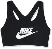 Biustonosze - Nike Swoosh Futura Bra biustonosz sportowy czarny Schwarz (Black/White/010) L - miniaturka - grafika 1