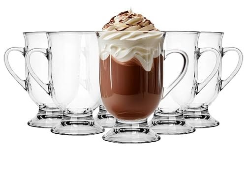 Glasmark KROSNO 1992 zestaw szklanek szklanek do kawy z uchwytem latte uchwyt 6 sztuk 380 ml kawa herbata latte szklane filiżanki do herbaty szklane kubki do picia można myć w zmywarce Elton