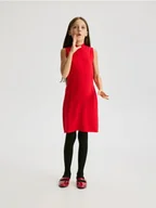 Swetry dla dziewczynek - Reserved - Dzianinowa sukienka z wiskozą - czerwony - miniaturka - grafika 1