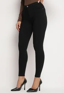 Czarne Dopasowane Jeansy z Bawełną Push Up z Wysokim Stanem Torsha - Spodnie damskie - miniaturka - grafika 1
