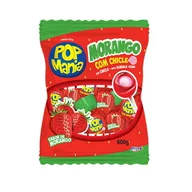 Gumy do żucia, lizaki, dropsy - POP MANIA MORANGO LIZAK Z GUMĄ BALONOWĄ (12G) 50SZT - miniaturka - grafika 1