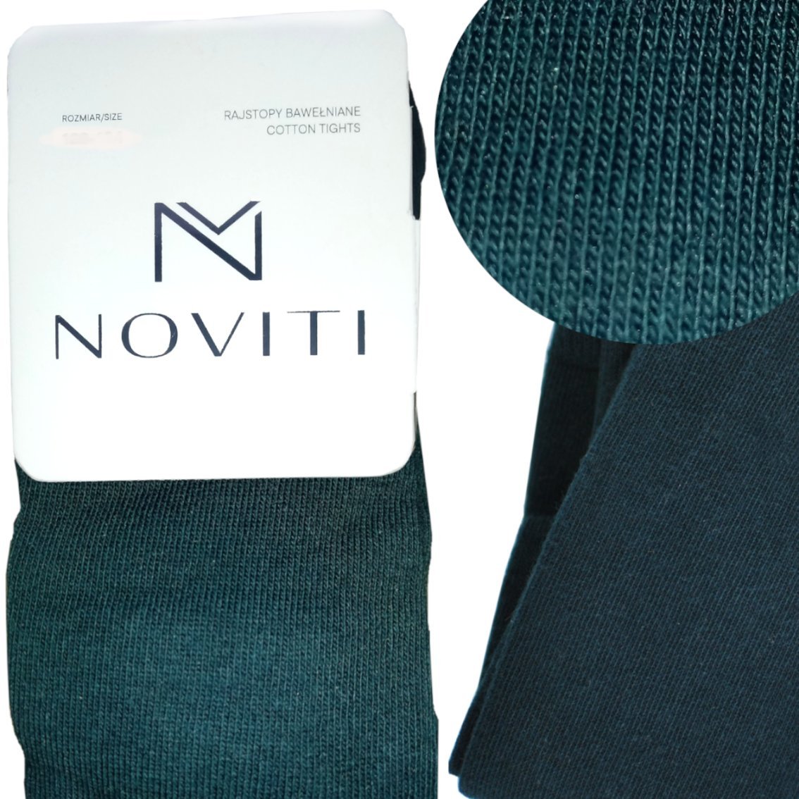 Rajstopy bawełniane gładkie butelkowa zieleń Noviti roz.116/122