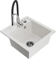 Zlewozmywaki z baterią - Mexen Vito zlewozmywak granitowy 1-komorowy z baterią kuchenną Aster, biały - 6503-20-73450-07-B - miniaturka - grafika 1