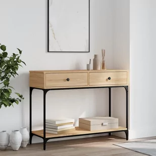 Stolik konsolowy, dąb sonoma, 100x34,5x75 cm Lumarko! - Konsole i sekretarzyki - miniaturka - grafika 1