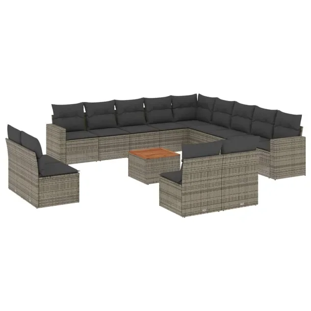 Modułowy zestaw mebli ogrodowych szary z poduszkami, rattan PE, 62x62x69 c