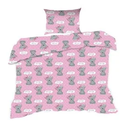 Extrapościel Pościel bawełniana 110x140 555K misie różowa szara Kids 24 z poszewką 40x60 - Pościel dla dzieci - miniaturka - grafika 1