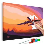 Malowanie po numerach - Obraz do samodzielnego malowania - Samolot w przestworzach (rozmiar 60x40) - miniaturka - grafika 1
