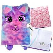 Szkolne artykuły papiernicze - Pamiętnik z kłódką 3D włochacz A5 96k Pastel Cat - miniaturka - grafika 1
