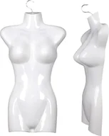 Manekiny wystawowe - zestaw 2 damskich torsów - 72 cm plastikowy tors damski - górna część ciała z tworzywa sztucznego w kolorze białym - popiersie manekina - 2 części pół plastikowego ciała damskiego - figurka manekina - manekin z haczykami - miniaturka - grafika 1