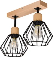 Lampy sufitowe - Czarna lampa sufitowa, dwupunktowy spot BR-DSC30x7BU z drewna i metalu E27 - miniaturka - grafika 1