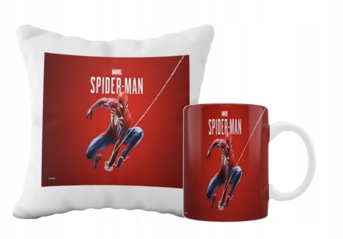 ZESTAW PODUSZKA + KUBEK Prezent SPIDERMAN SPIDER-MAN FILMOWY + IMIĘ 25
