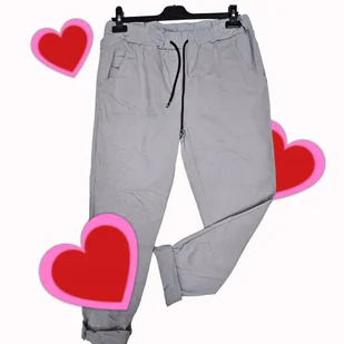 Spodnie gnieciuchy lycra gumy wysoki stan kieszenie szare vv 42 44 XL 2XL - Spodnie damskie Spodnie gnieciuchy lycra gumy wysoki stan kieszenie szare vv 42 44 XL 2XL - Spodnie damskie - miniaturka - grafika 1