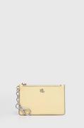 Portfele - Lauren Ralph Lauren portfel skórzany damski kolor żółty - miniaturka - grafika 1