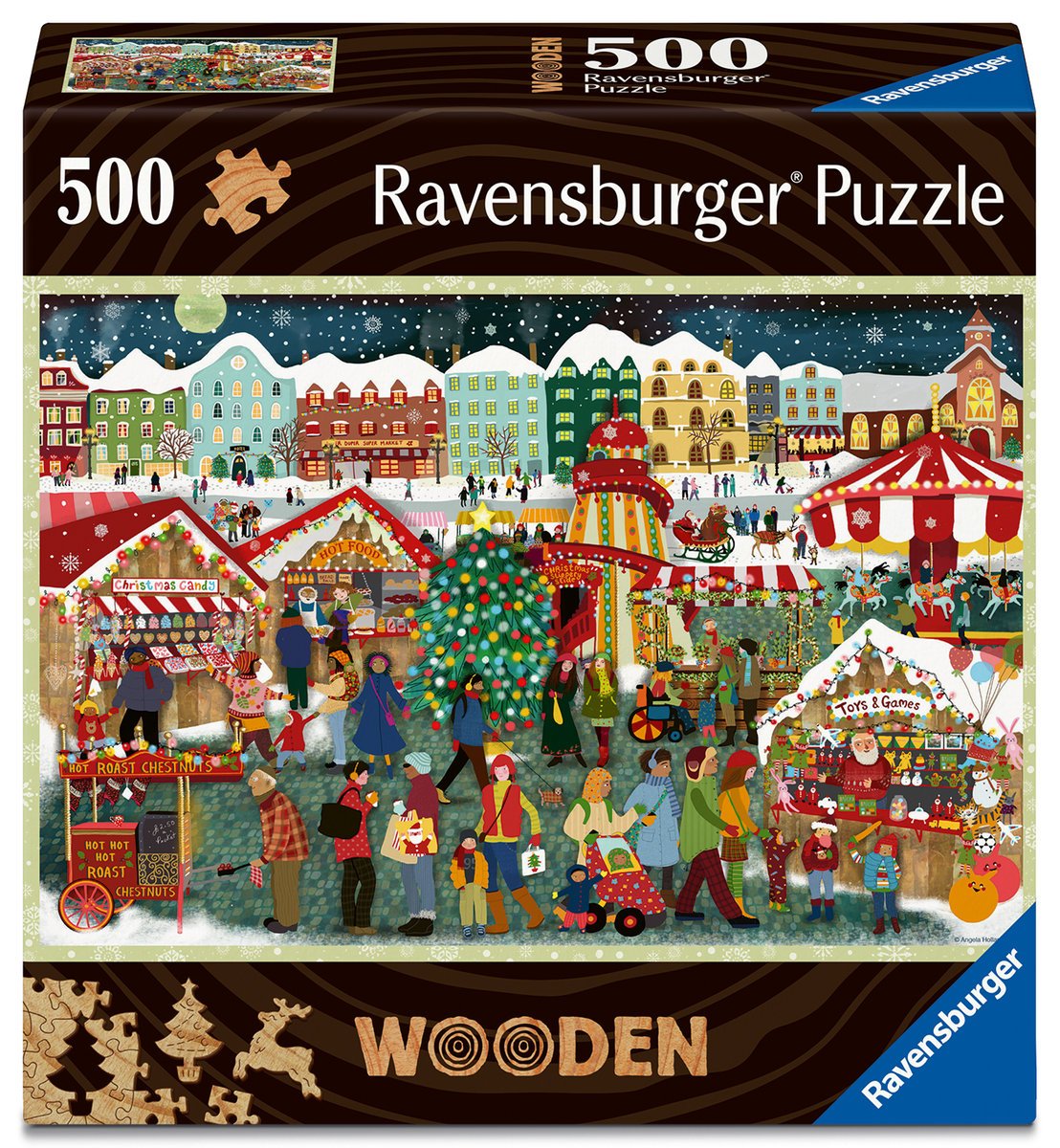 Puzzle drewniane: Jarmark świąteczny 500 el.