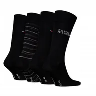 Skarpetki męskie - SKARPETKI TOMMY HILFIGER 4 PARY GIFTBOX 4 SZTUKI PREZENT r. 43-46 CZARNE - miniaturka - grafika 1