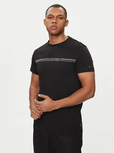 Tommy Hilfiger T-Shirt Stripe Chest MW0MW34428 Czarny Slim Fit - Koszulki męskie - miniaturka - grafika 1