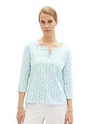 Koszulki i topy damskie - T-shirt damski TOM TAILOR z rękawami 3/4 i wzorem, 32468-turkusowy kwiatowy wzór, XL - miniaturka - grafika 1