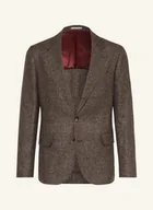 Moda i Uroda OUTLET - Brunello Cucinelli Marynarka Flanelowa Extra Slim Fit Z Dodatkiem Jedwabiu braun - miniaturka - grafika 1