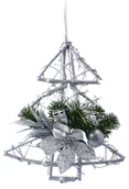 Ozdoby bożonarodzeniowe - Choinka Drewniana Srebrna Stroik Wiszący Ozdoba Na Drzwi30 Cm - miniaturka - grafika 1