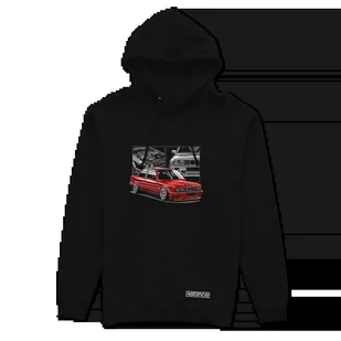 Czarna bluza z kapturem czerwone BMW E30 M3  -3XL - Bluzy męskie - miniaturka - grafika 1