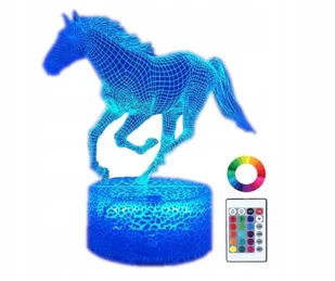 Lampka Nocna Biurkowa Dla Dzieci Koń Konik 3D Led Rgb + Pilot - Lampy stojące - miniaturka - grafika 1