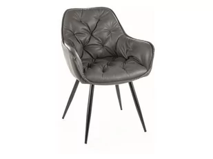 Krzesło do salonu CHERRY szare skóra syntetyczna SIGNAL - Krzesła - miniaturka - grafika 1