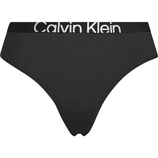 Majtki damskie - Calvin Klein Nowoczesne stringi damskie, Czarny/słoneczny limonkowy, M - grafika 1