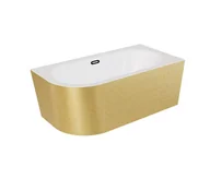 Wanny - Wanna narożna prawa Besco Avita A-line 160x75 cm złoty syfon klik-klak czarny z przelewem slim WAA-160APZC - miniaturka - grafika 1