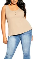 Koszulki i topy damskie - CITY CHIC Plus Size Top Button Grace Koszula Elegancki Kobiety, Tortora, 44 duże rozmiary - miniaturka - grafika 1