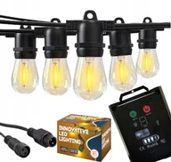 Lampy ogrodowe - Girlanda Solarna Ogrodowa Świetlna 5M 10 LED E27 Panel Solarny USB C - miniaturka - grafika 1