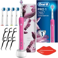 Końcówki do szczoteczek elektrycznych - Szczoteczka Oral-B Pro 1 Różowa + etui design edition, 4 zamienne końcówki - miniaturka - grafika 1