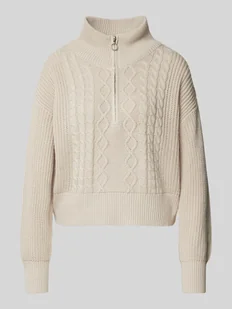 Bluza o kroju oversized z kołnierzem i dzianinowym wzorem model ‘DORITTA’ - Bluzy damskie - miniaturka - grafika 1