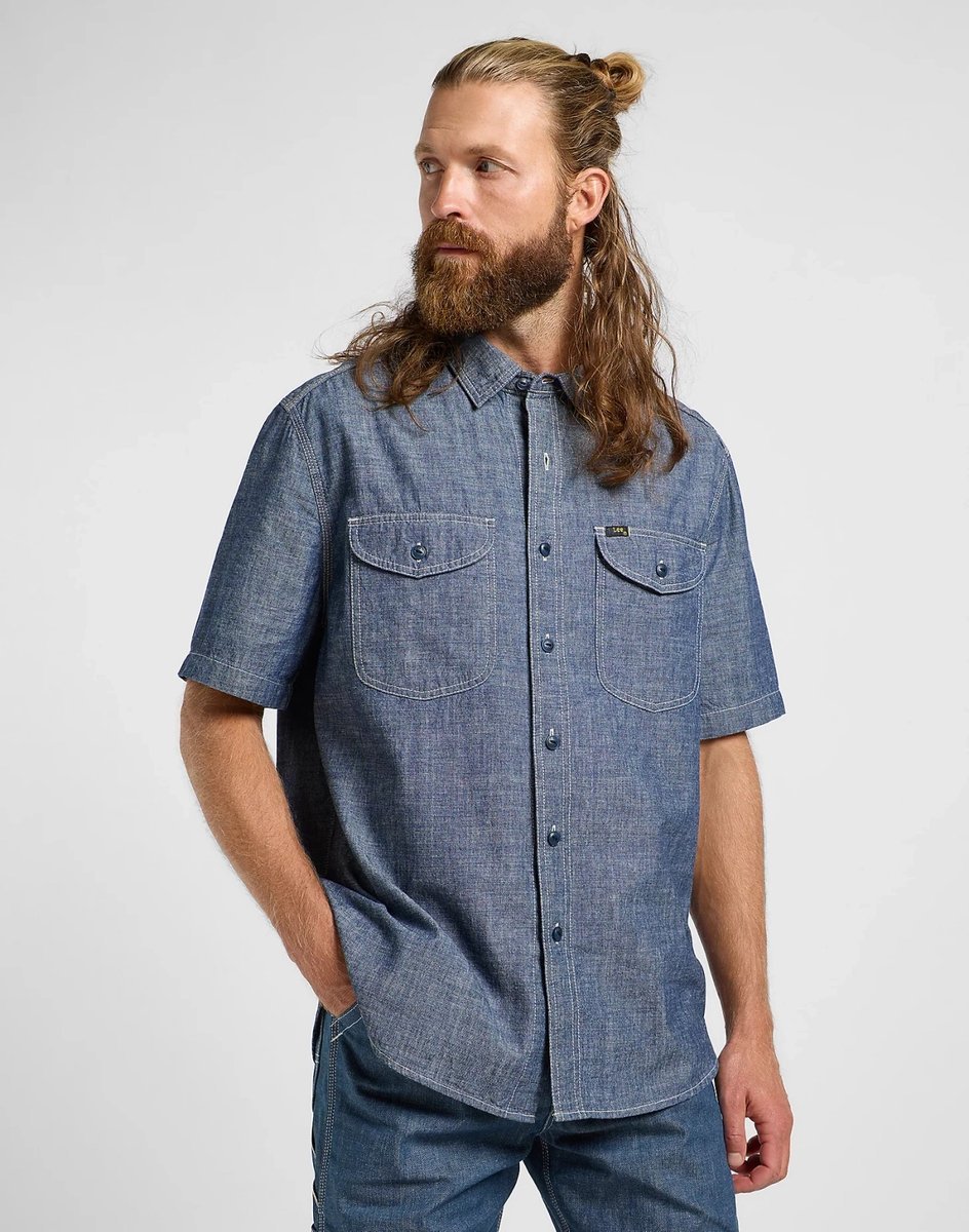 LEE 101 SS WORKER SHIRT RINSE CHAMBRAY 112364203 L