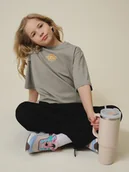 Koszulki dla dziewczynek - 4F T-shirt loose z nadrukiem dziewczęcy - beżowy 158/164 (12-14 lat) - miniaturka - grafika 1