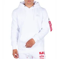 Bluzy sportowe męskie - Bluza Alpha Industries Back Print Hoody 17831809 - biała - miniaturka - grafika 1