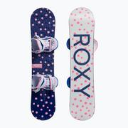 Deski snowboardowe - Deska snowboardowa dziecięca Roxy Poppy Package + wiązania granatowo-różowa 22SN066 - miniaturka - grafika 1