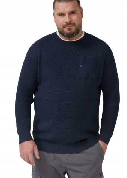 S.OLIVER GRANATOWY SWETER MĘSKI W PRĄŻKI Z KIESZONKĄ XXL 1J9A