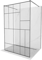 Ścianki i drzwi prysznicowe - Mexen Kioto ścianka prysznicowa wolnostojąca 130 x 200 cm, czarny wzór 8 mm, gun gray szczotkowany - 800-130-002-66-78 - miniaturka - grafika 1