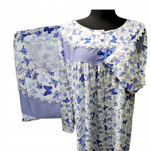 KOSZULA NOCNA MOTYL OVERSIZE BAWEŁNA długa prezent piżama 54 56 7XL 8XL - Bielizna nocna - miniaturka - grafika 1