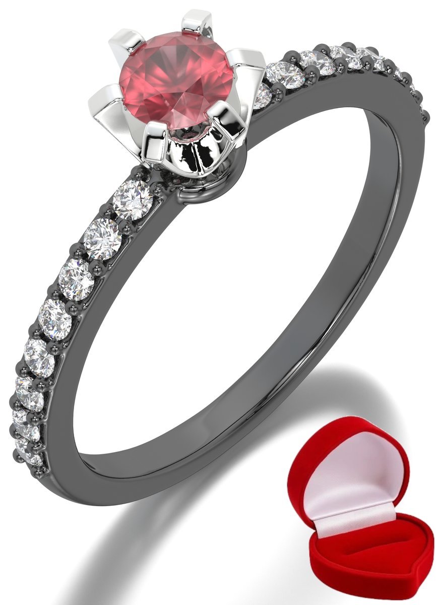 ZŁOTY PIERŚCIONEK ZARĘCZYNOWY 585 14k RUBIN 0,24 ct CZARNE ZŁOTO R22