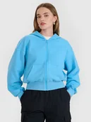Bluzy damskie - 4F Bluza dresowa rozpinana z kapturem damska - niebieska S - miniaturka - grafika 1