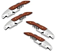 Korkociągi i otwieracze - 4 x korkociąg do wina ze stali nierdzewnej nóż kelnerski otwieracz do wina z otwieraczem do butelek i przecinakiem do folii nóż sommelierski wielofunkcyjne sztućce kelnerskie korkociąg do wina korkociąg ręczny - miniaturka - grafika 1