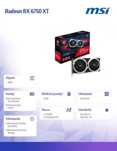 Radeon RX 6750 XT MECH 2X 12G V1 192bit GDDR6 3DP/HMDI - Karty graficzne - miniaturka - grafika 3
