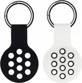 Inne akcesoria audio-wideo - ZAWIESZKI OCHRONNE AirTags MIĘKKA GUMA CZARNY BIAŁY X2 - miniaturka - grafika 1