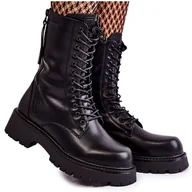 Botki damskie - Skórzane Botki Glany Big Star KK274494 Czarne - miniaturka - grafika 1