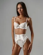 Komplety bielizny - Komplet bielizny z satynowego materiału - Biały - miniaturka - grafika 1