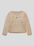 Swetry dla dziewczynek - Sweter z dzianiny z wyhaftowanym motywem - miniaturka - grafika 1