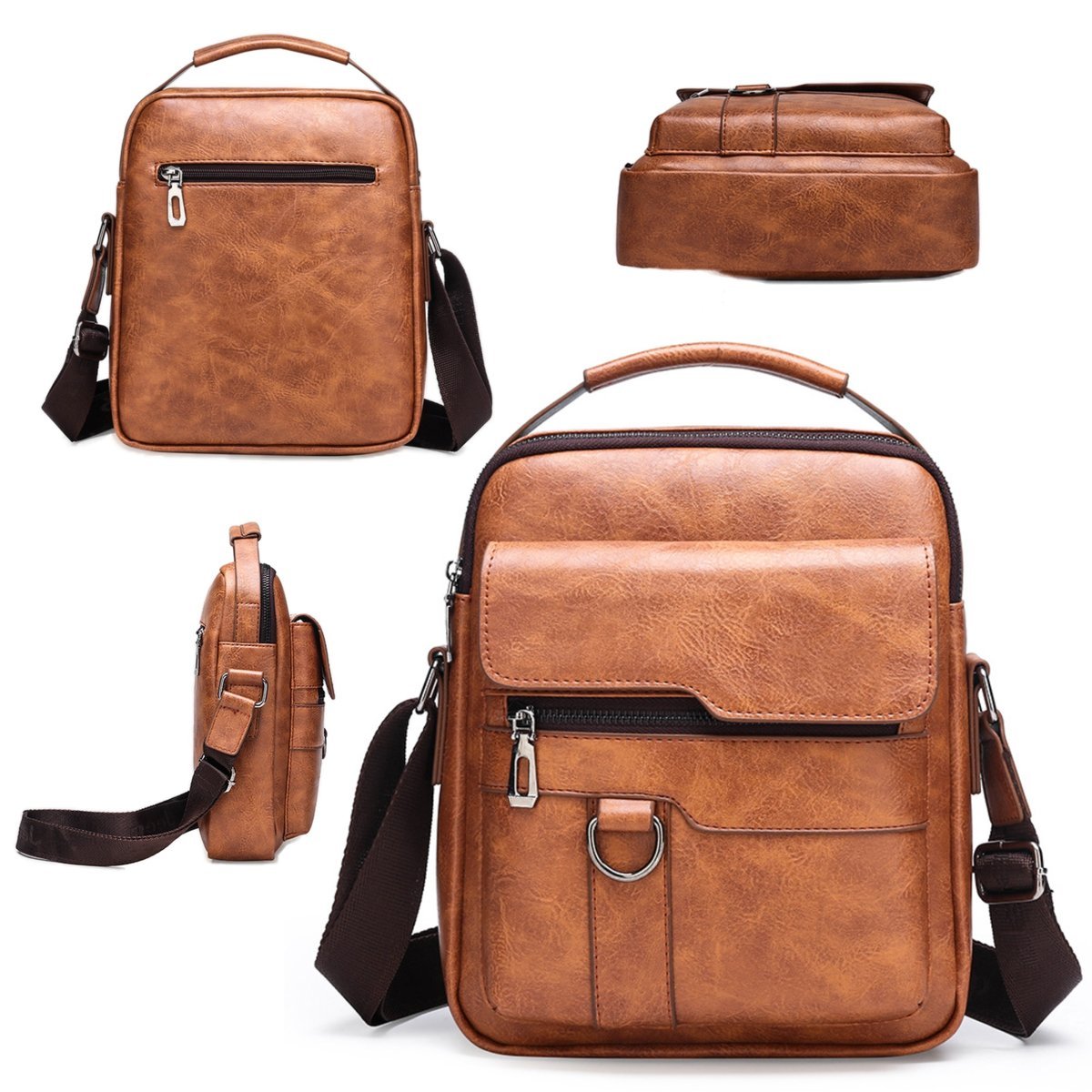 Pojemna torba z ekoskóry na ramię brązowa wygodna elegancka uniwersalna