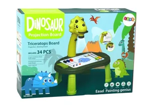 Projektor Do Rysowania Dinozaur Stolik Gry 2w1 Chińczyk Węże Zielony - Przybory szkolne - miniaturka - grafika 1